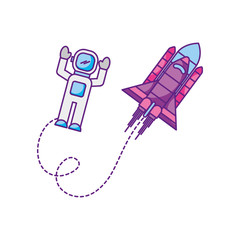 space astronaut with spaceship travel adventure exploration vector illustration