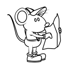 Cute mouse worker cartoon icon vector illustration graphic design