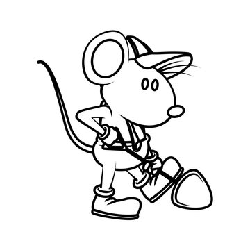 Cute mouse worker with shovel cartoon icon vector illustration graphic design