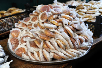 Eid pastries on sale in the old souks of Tripoli, Lebanon