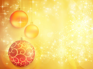 Golden Christmas design with red and golden baubles