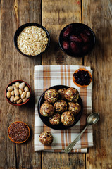 White chocolate pistachio dates oats flax seed raw balls