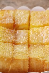 Bread toast with butter and sugar delicious