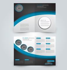 Abstract flyer design background. Brochure template. Can be used for magazine cover, business mockup, education, presentation, report. Blue and black color.