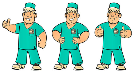 Cartoon doctor. A set of images.
