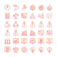 Business Icon set. Gradient line icons Style.