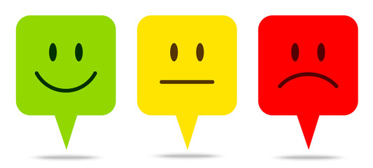 3 Mood Faces Speechbubbles Green/Yellow/Red