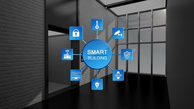 Control auto elevator in Smart building, internet of things building information graphic.smart city.