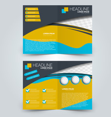 Abstract flyer design background. Brochure template. Can be used for magazine cover, business mockup, education, presentation, report. Blue and yellow color.