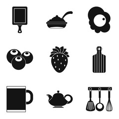 Bee-garden icons set, simple style