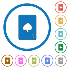 Four of spades card icons with shadows and outlines