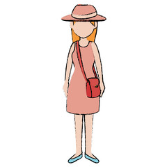 beautiful woman with bag avatar character