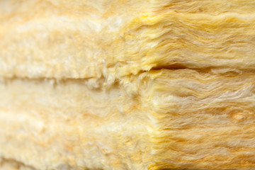 Mineral wool thermal insulation batts close-up