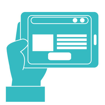 Hand Human With Tablet Device Isolated Icon