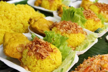 Chicken biryani with rice delicious and sauce