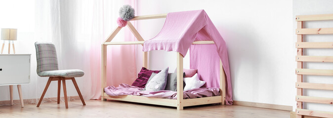 Interior of monochromatic child's bedroom