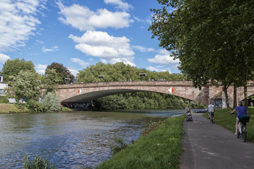 Strolling Down The Side Of The River Saar In Saarbrucken, Germany.