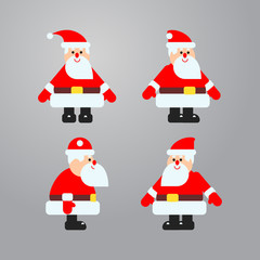 Santa in different directions vector set