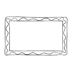 Hand-drawn Frame Black and White with Wavy Line