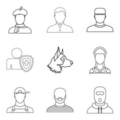Part icons set, outline style