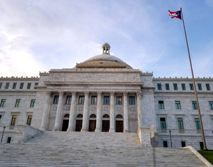 Fototapeta premium SAN JUAN, PUERTO RICO - Sep 2017 - The Puerto Rico Capitol Government Building located near the Old San Juan historic area.