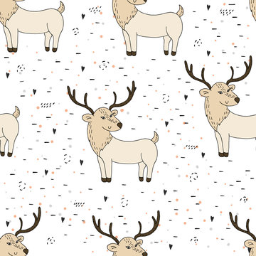 Vector pattern with deer. Printable templates.