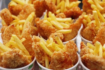French fries and fried chicken nuggets delicious