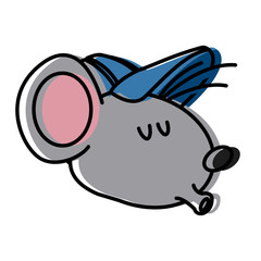 Cute mouse worker cartoon icon vector illustration graphic design