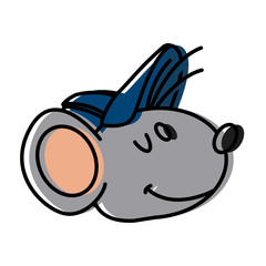 Cute mouse worker cartoon icon vector illustration graphic design