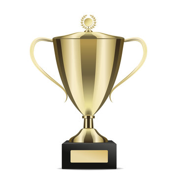 Golden Winning Trophy Cup Isolated Illustration