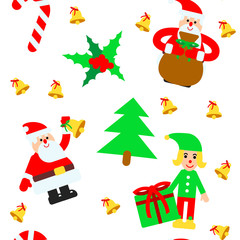 Christmas elements vector seamless pattern