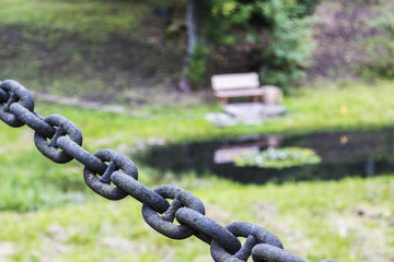 very old, rusted chains on bridges and streets
