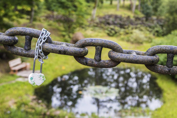 very old, rusted chains on bridges and streets