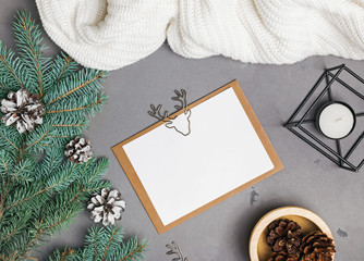 Christmas card mock-up on grey background