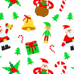 Christmas elements vector seamless pattern