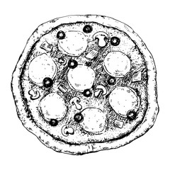 Food illustration with pizza