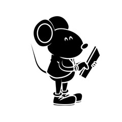 Cute mouse worker cartoon icon vector illustration graphic design