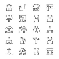 Business people thin icons