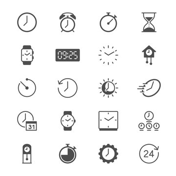 Time and clock flat icons