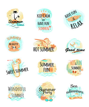 Set of Summer Logo Icons. Summer Time