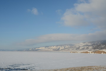Winter landscape with ice