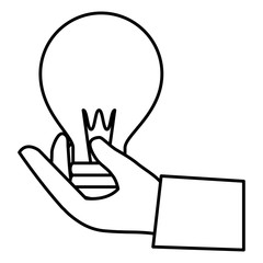 Obraz premium hand human with bulb light isolated icon