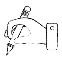 hand human with pencil writing isolated icon