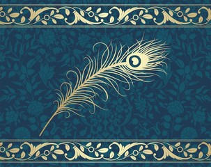 peacock feather, wedding card design, royal India