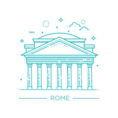 Vector line illustration of Pantheon, Rome, Italy