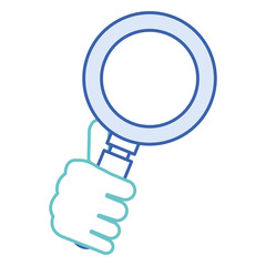 hand human with magnifying glass isolated icon