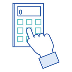 Fototapeta na wymiar hand user with calculator math isolated icon