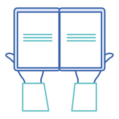 hands reader with text book school icon