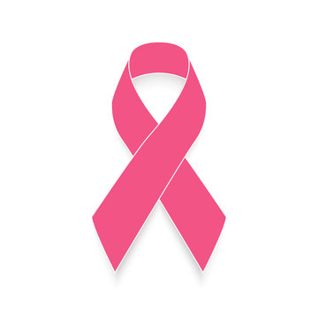 Pink Ribbon with shadow. Breast cancer awareness symbol