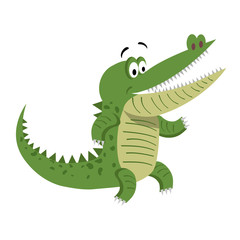 Cartoon Crocodile Standing with Wide Open Mouth